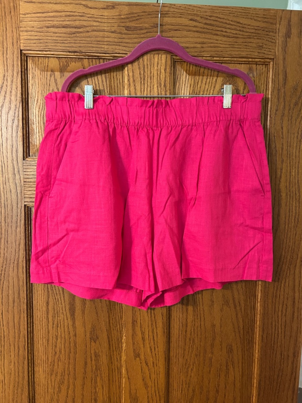 LOFT Hot Pink High-Waist Elastic Shorts